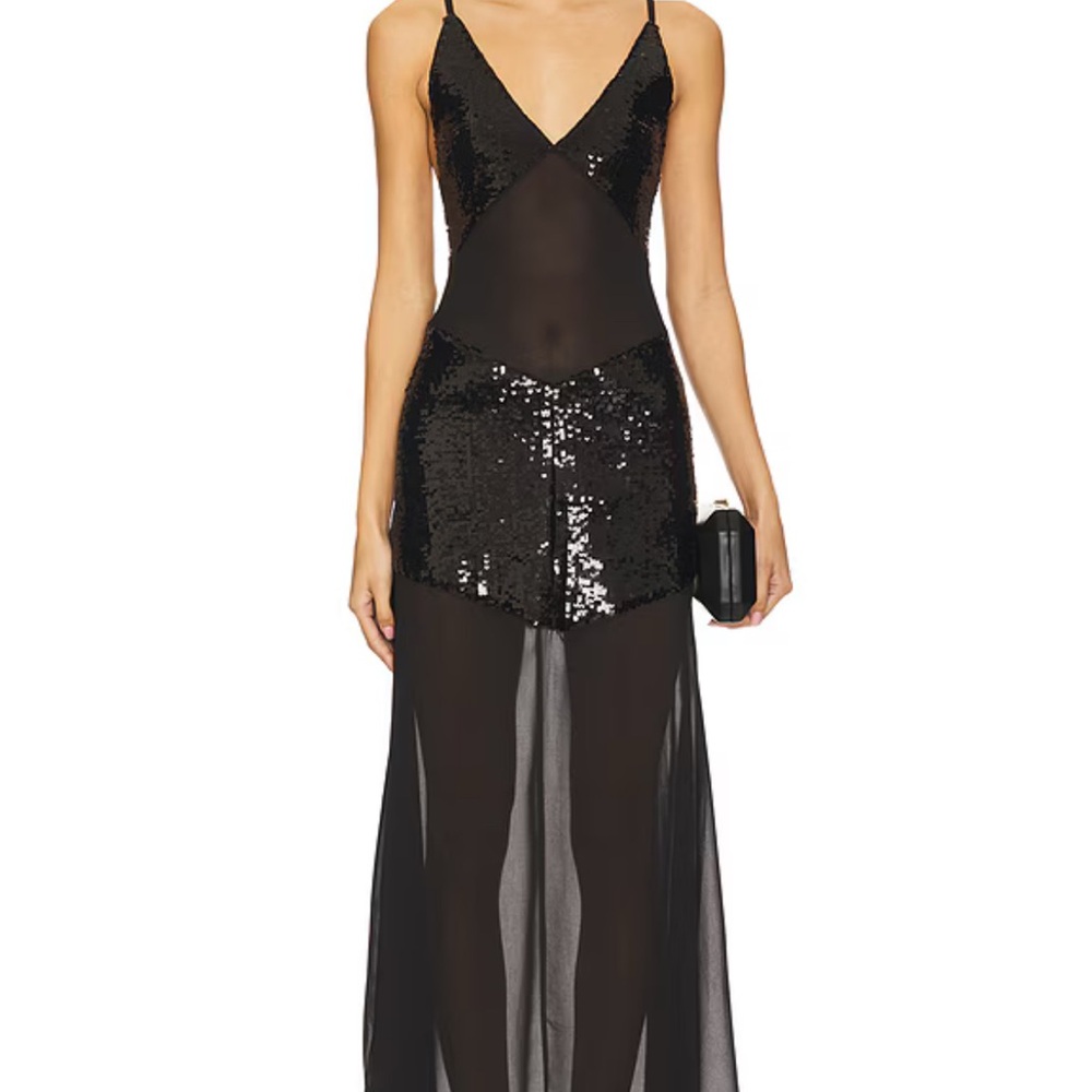 WeWoreWhat Black Sequin Maxi Dress